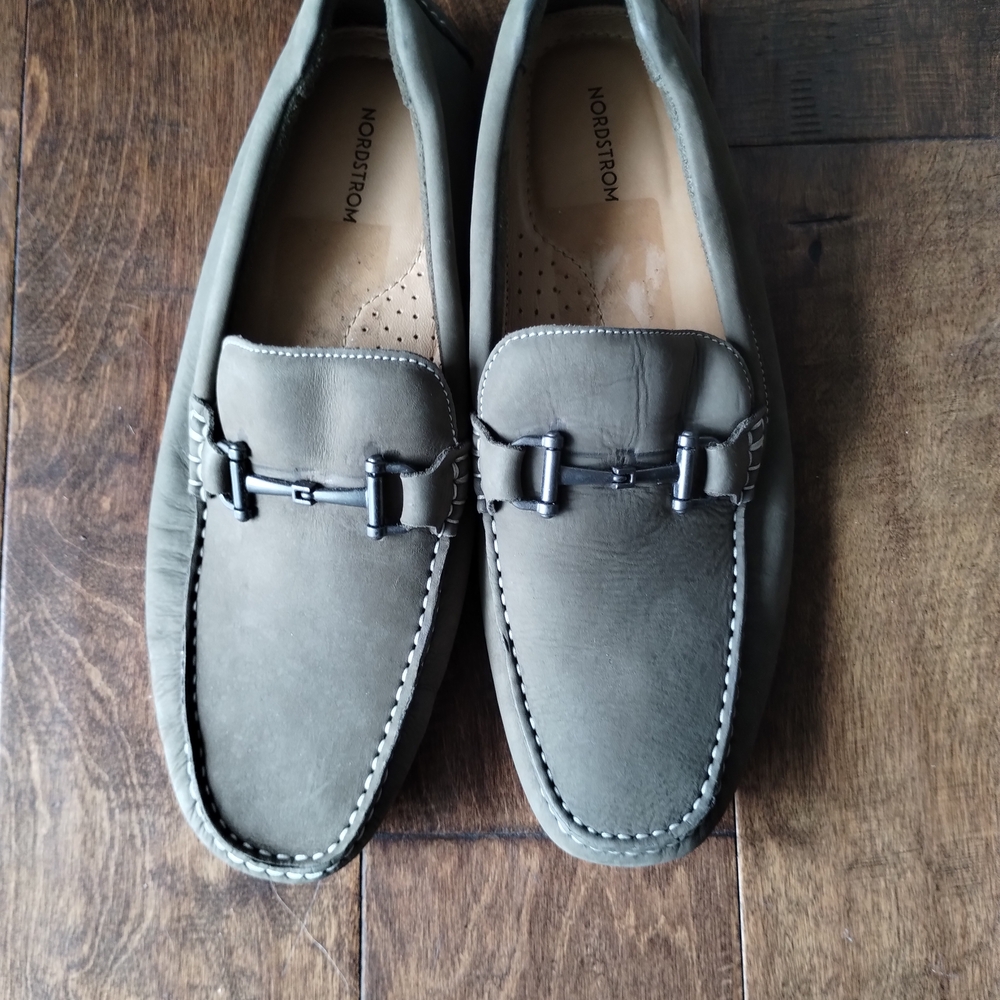 Nordstrom Green Loafers Slip-On Suede